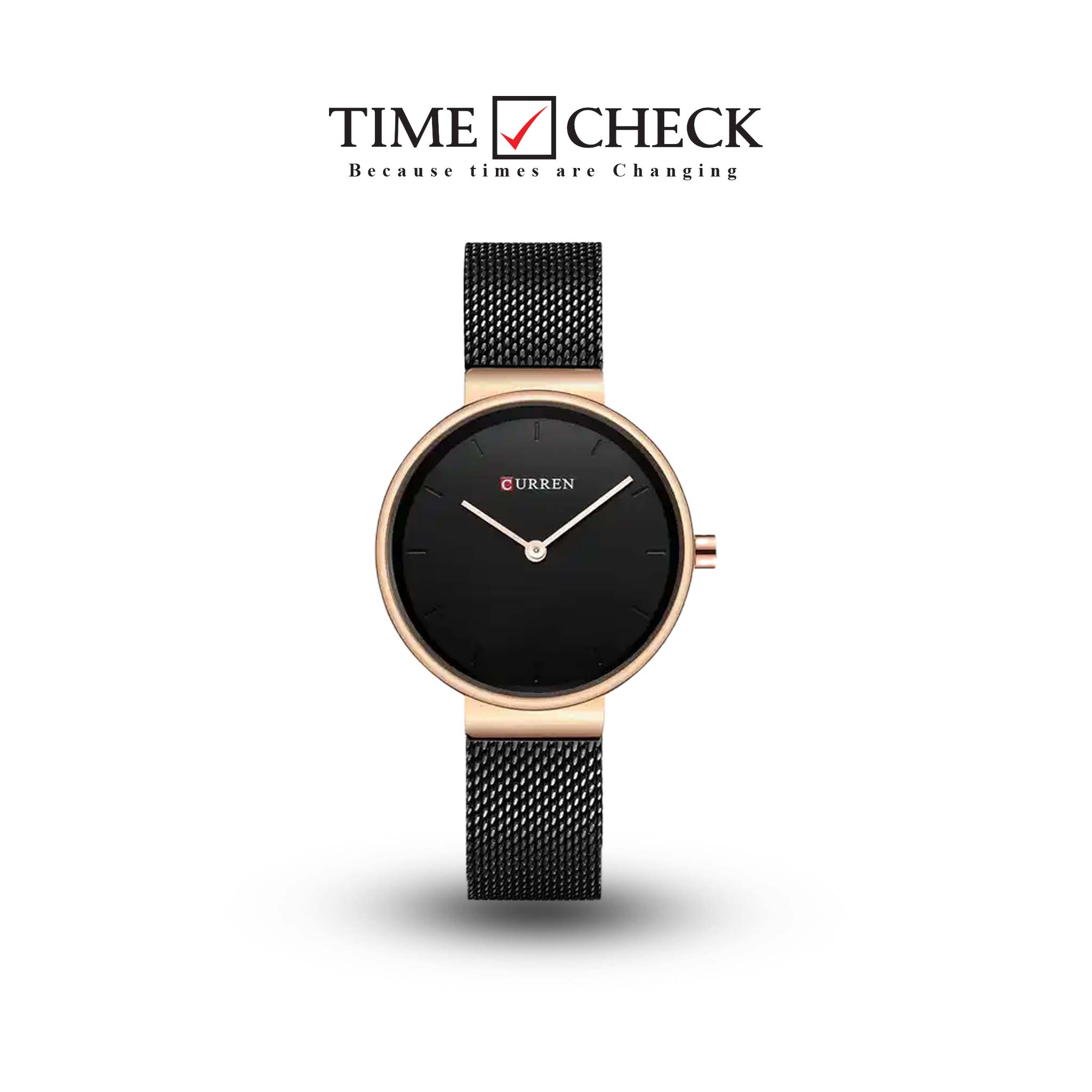 C9016L Curren Black Dial Black Stainless Steel Band Analog Quartz Women's Watch.