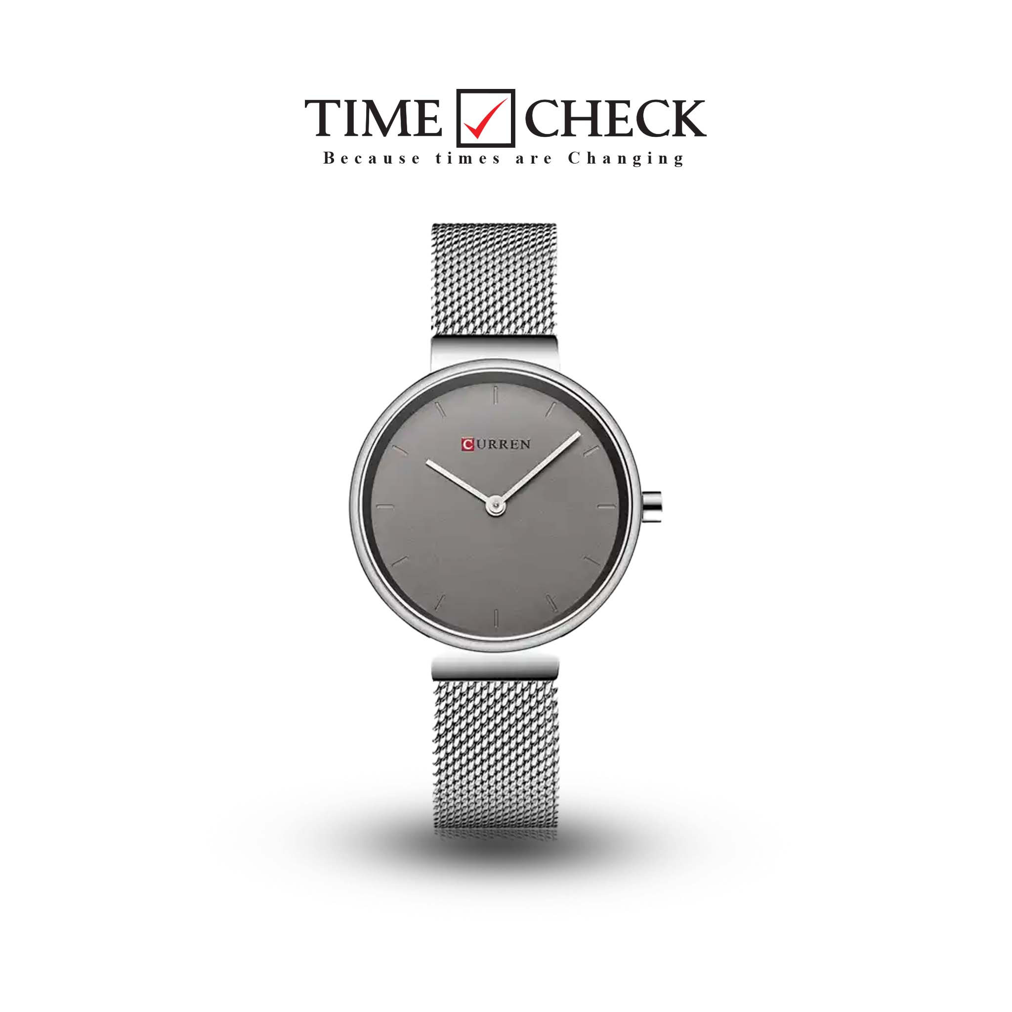 C9016L Curren Gray Dial Silver Stainless Steel Band Analog Quartz Women's Watch.