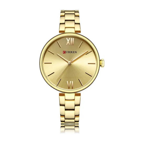 C9017L Curren golden Dial & golden  Stainless Steel Chain Analog Quartz Women's Watch.