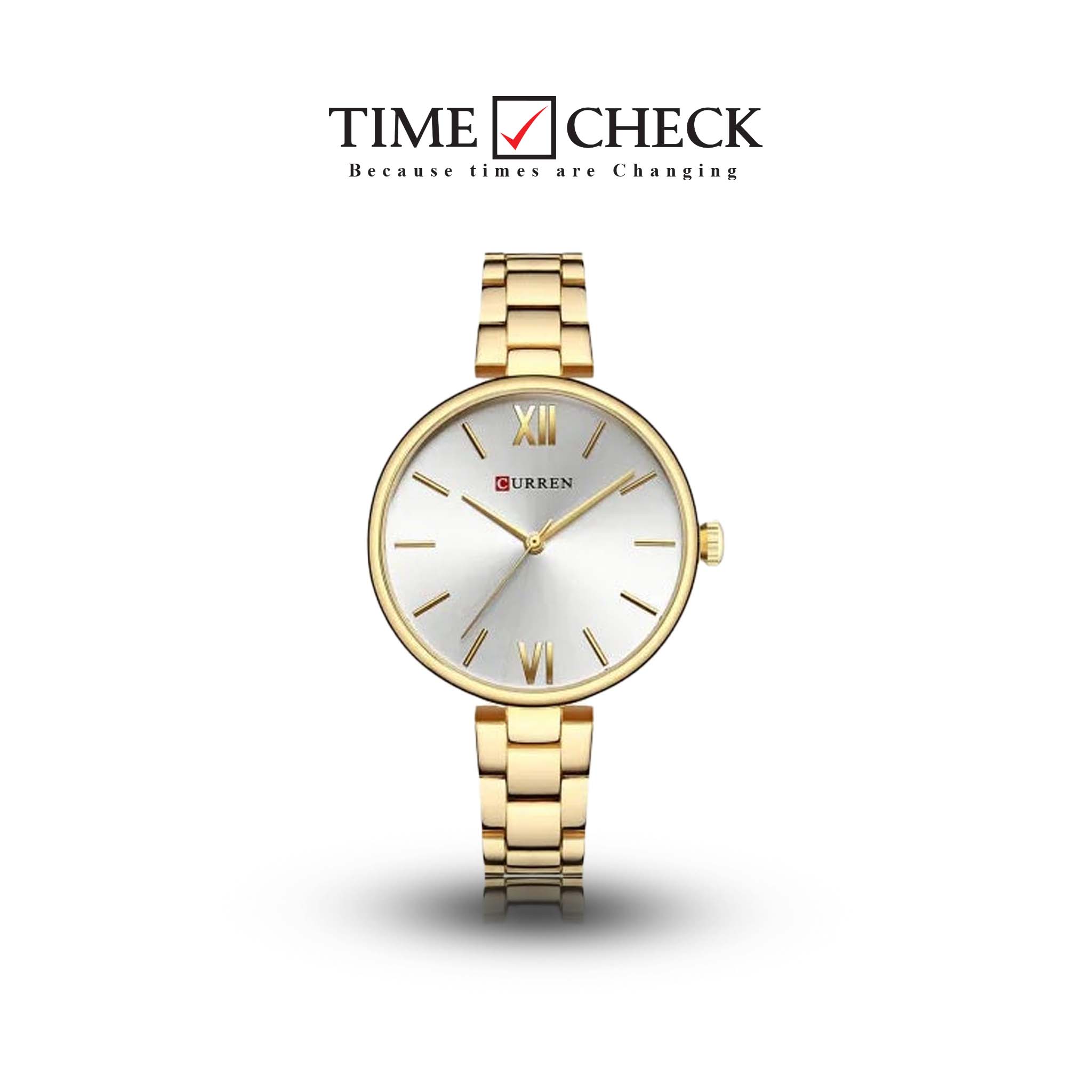 C9017L Curren white Dial & golden  Stainless Steel Chain Analog Quartz Women's Watch.