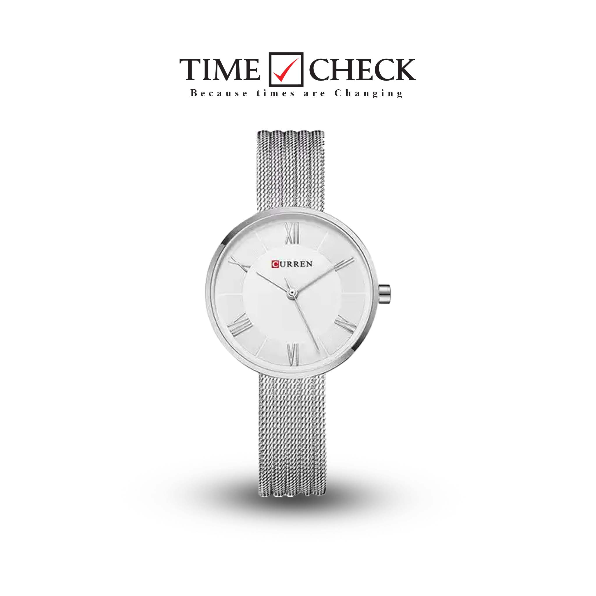 C9020L Curren White Dial Silver Stainless Steel Band Analog Quartz Women's Watch.