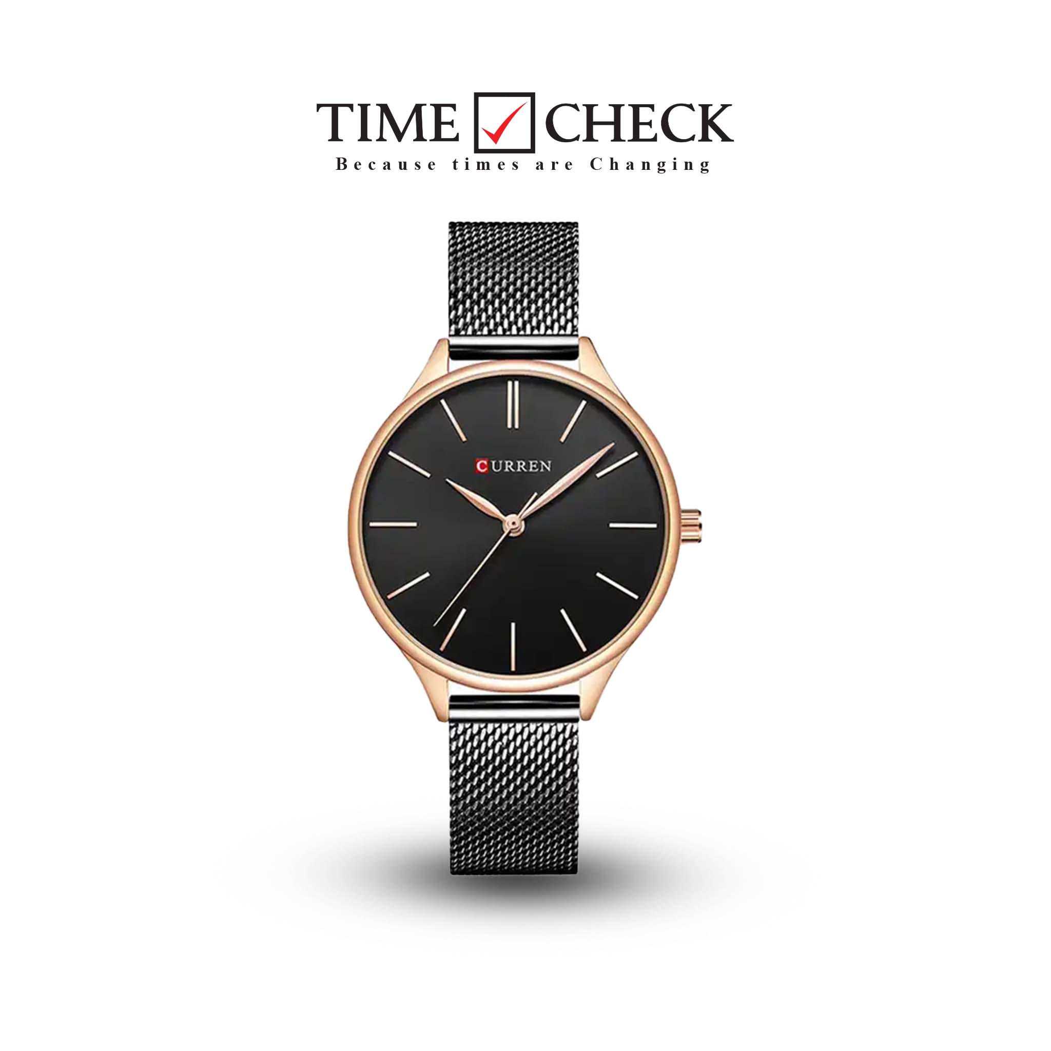 C9024L Curren Black Dial Black Stainless Steel Chain Analog Quartz Women's Watch.