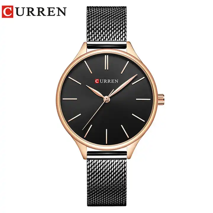 C9024L Curren Black Dial Black Stainless Steel Chain Analog Quartz Women's Watch.