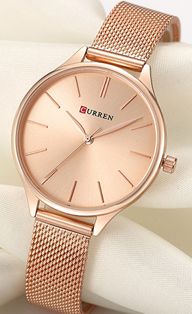 C9024L Curren Rose-gold Dial & Stainless Steel Chain Analog Quartz Women's Watch.