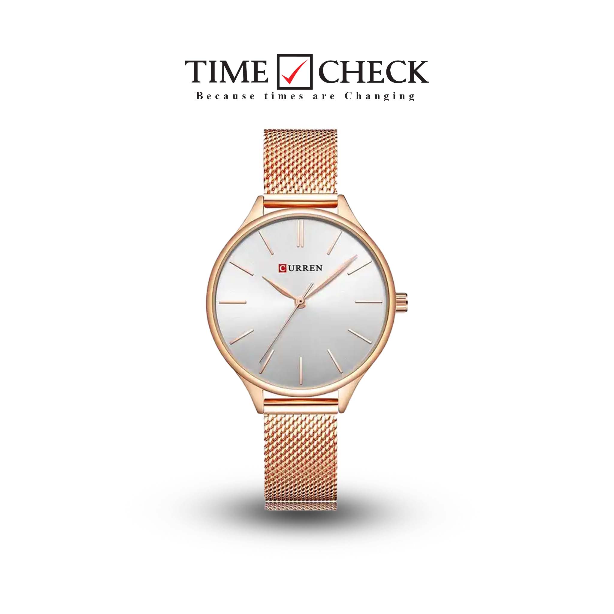 C9024L Curren Silver Dial Rose-gold Stainless Steel Chain Analog Quartz Women's Watch.