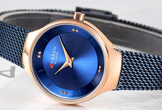 C-9028L Curren Blue Dial Blue Stainless Steel Analog Quartz Women's Watch.