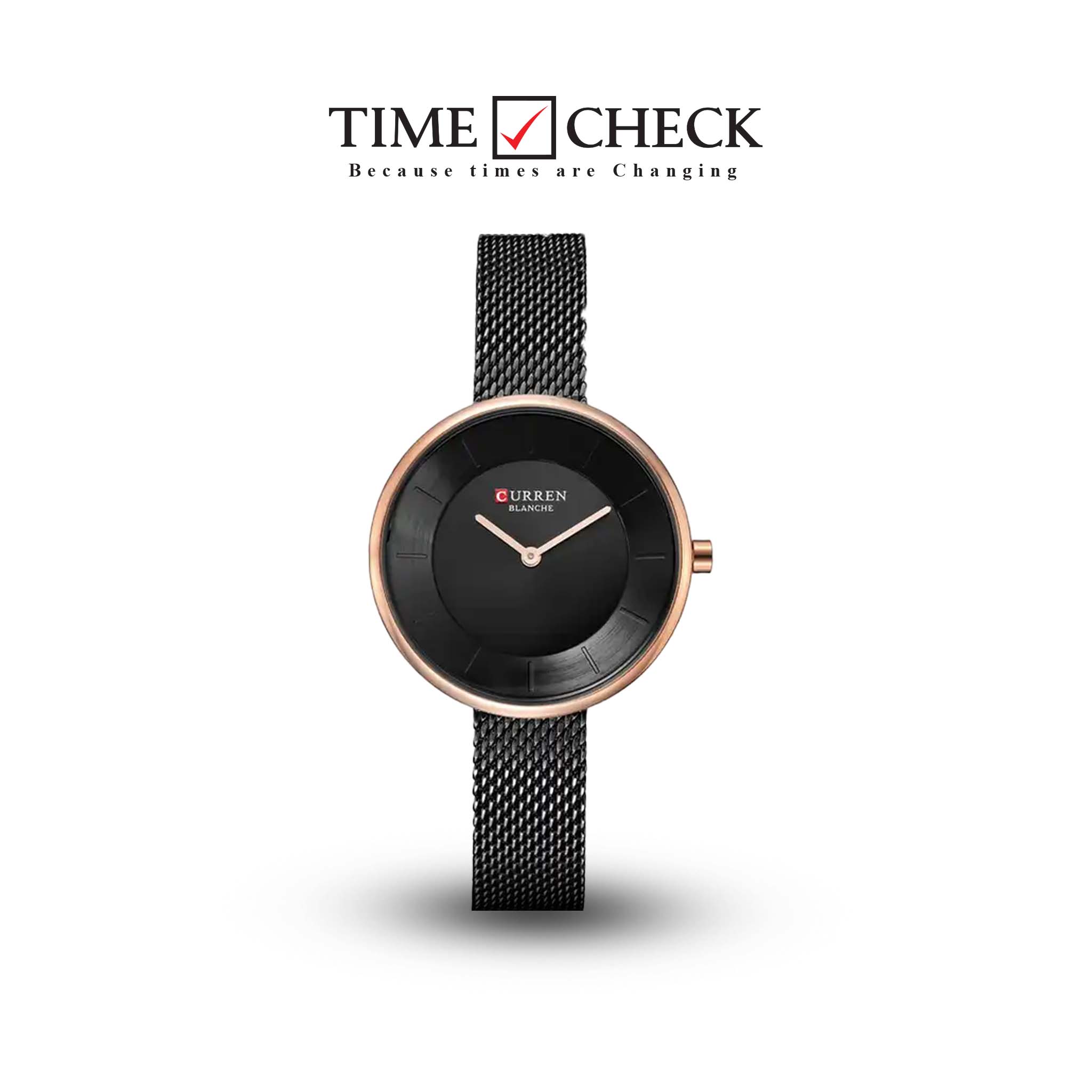 C9030L Curren Black Dial Black Stainless Steel Band Analog Quartz Women's Watch.