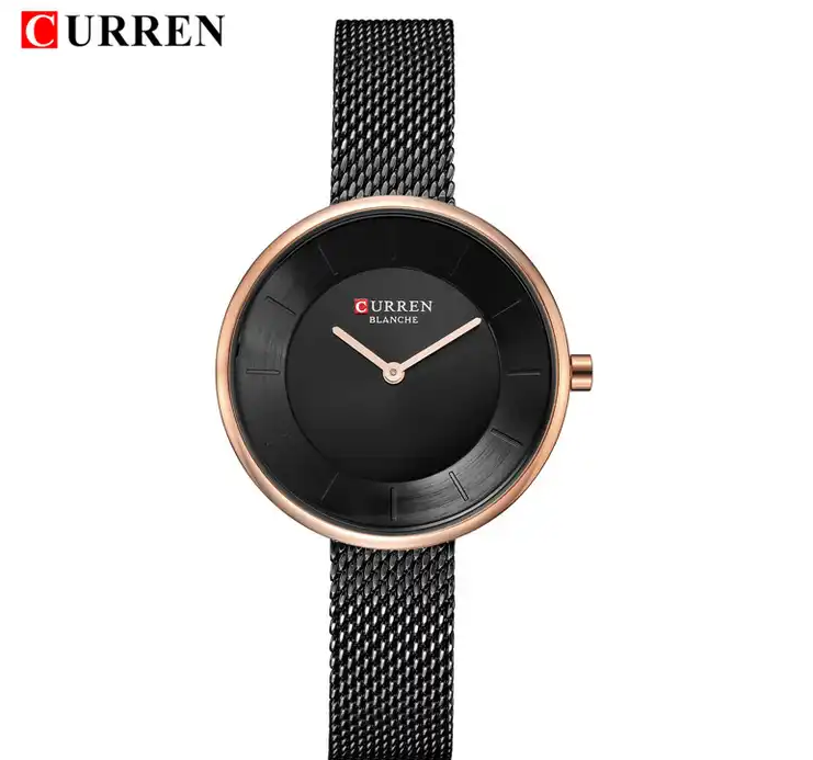 C9030L Curren Black Dial Black Stainless Steel Band Analog Quartz Women's Watch.