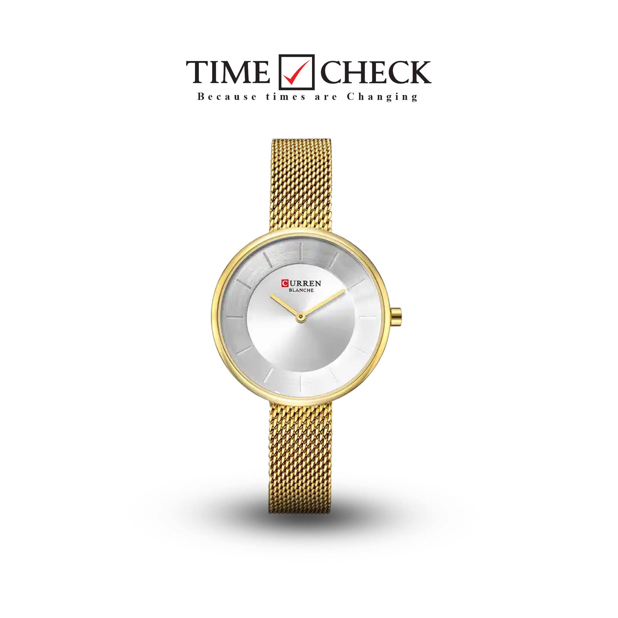 C9030L Curren Silver Dial Golden Stainless Steel Band Analog Quartz Women's Watch.