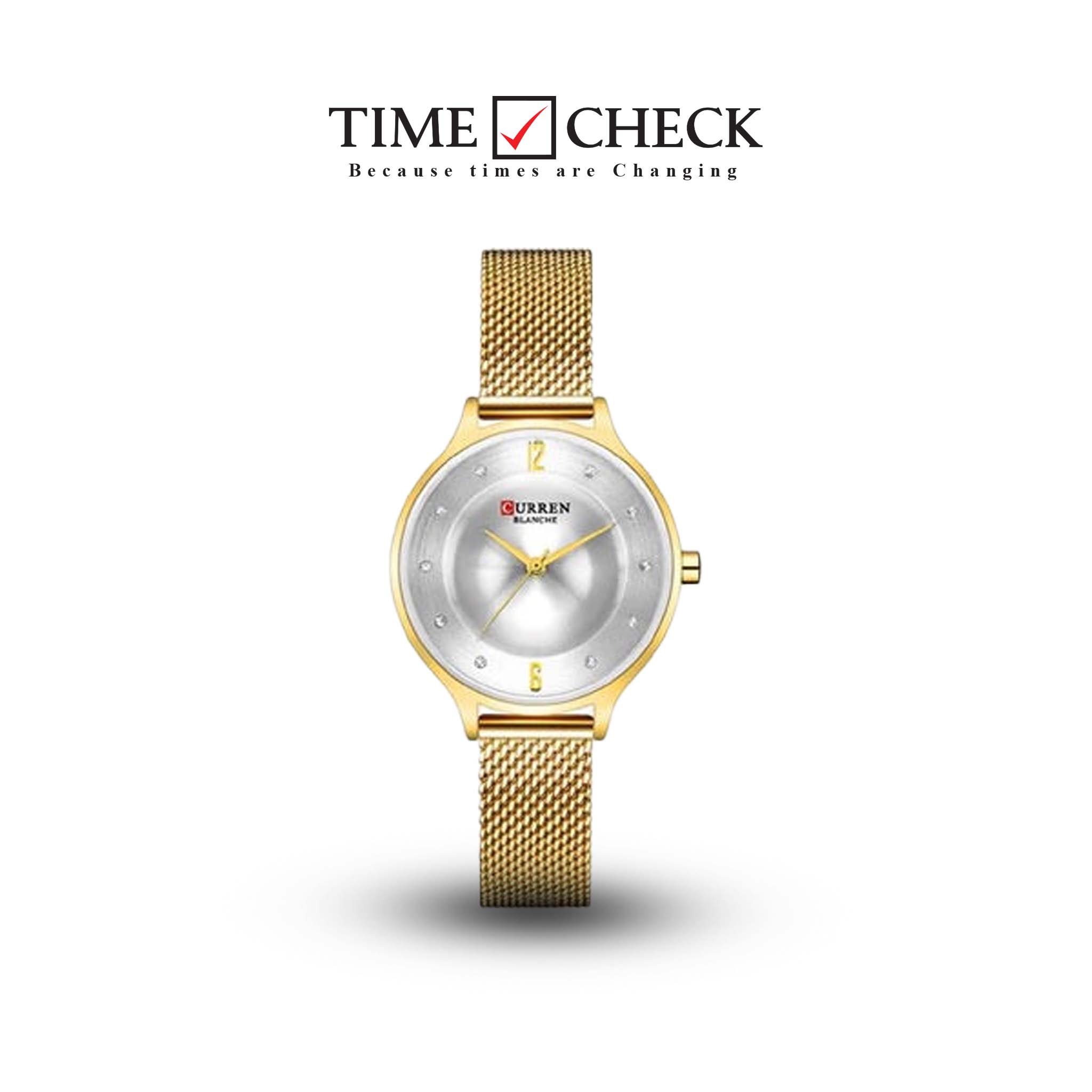 C-9036L Curren white Dial golden Stainless Chain Steel Analog Quartz Women's Watch.