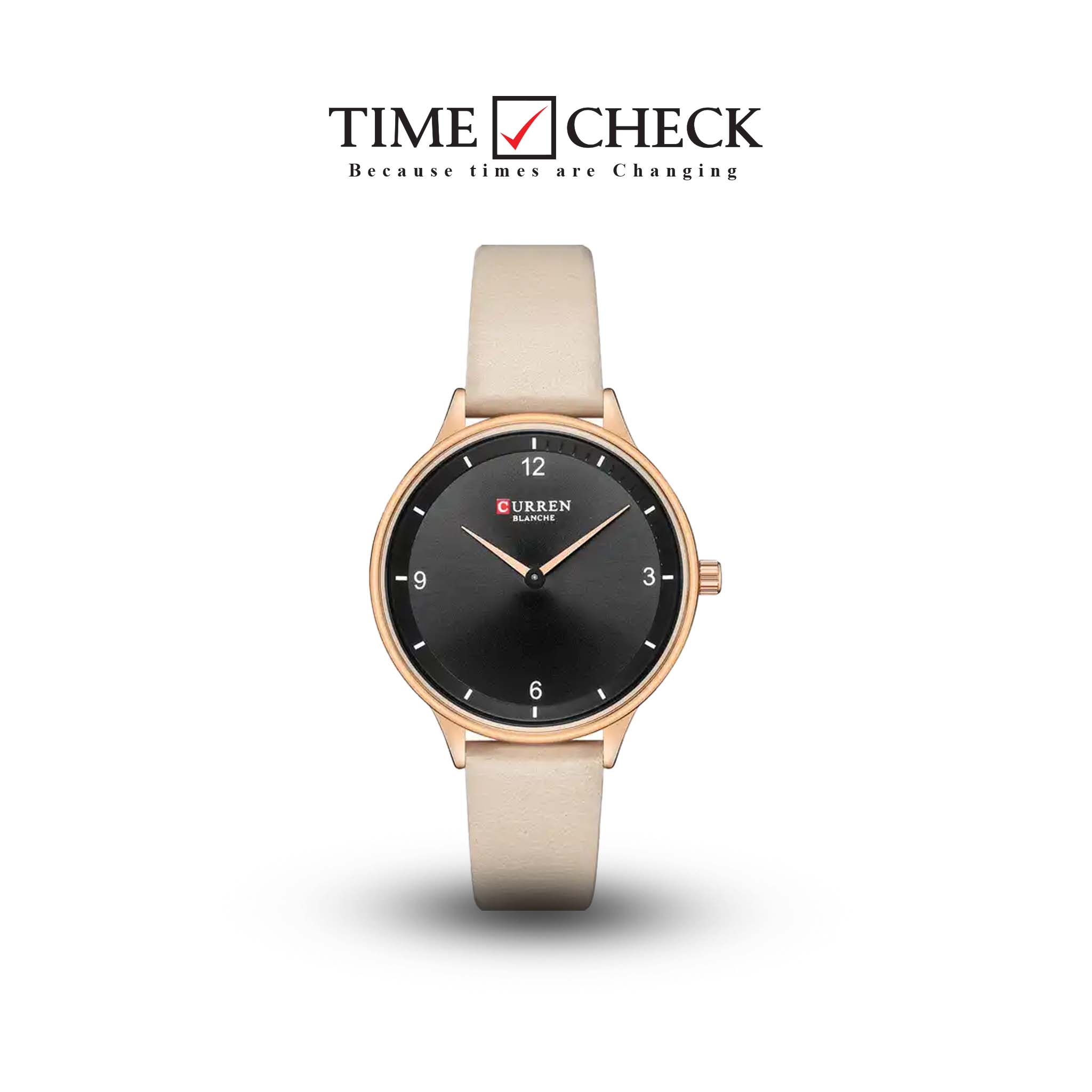 C9039L Curren Black Dial Peech Leather Strap Analog Quartz Women's Watch.
