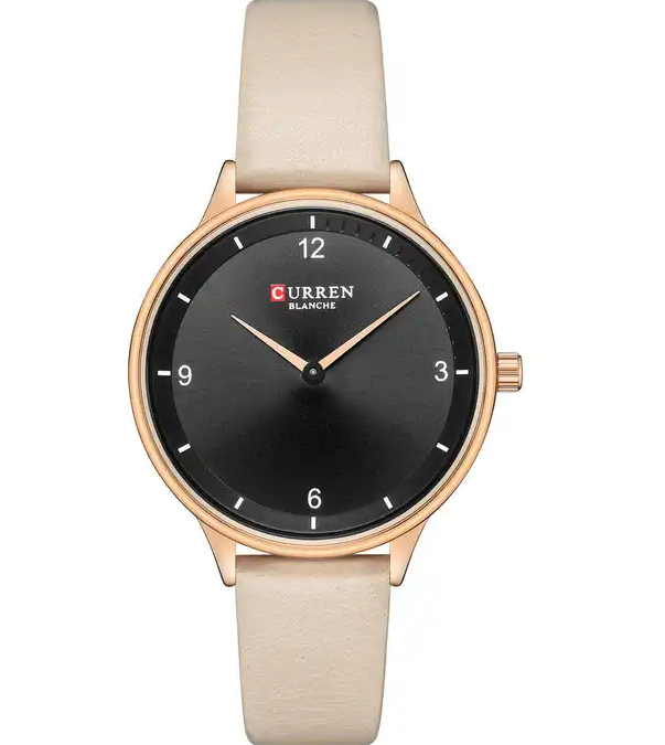 C9039L Curren Black Dial Peech Leather Strap Analog Quartz Women's Watch.