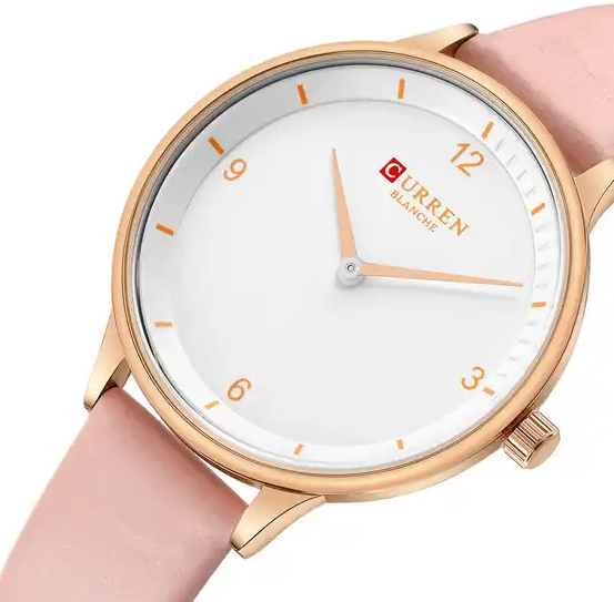 C9039L Curren White Dial Pink Leather Strap Analog Quartz Women's Watch.