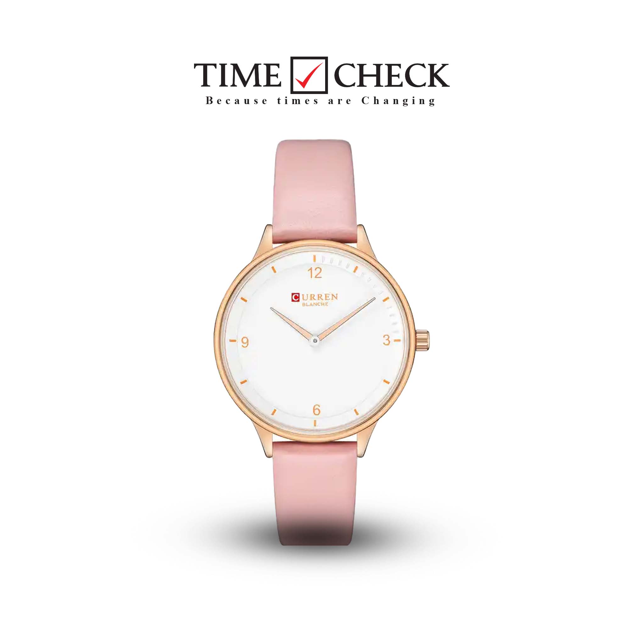 C9039L Curren White Dial Pink Leather Strap Analog Quartz Women's Watch.