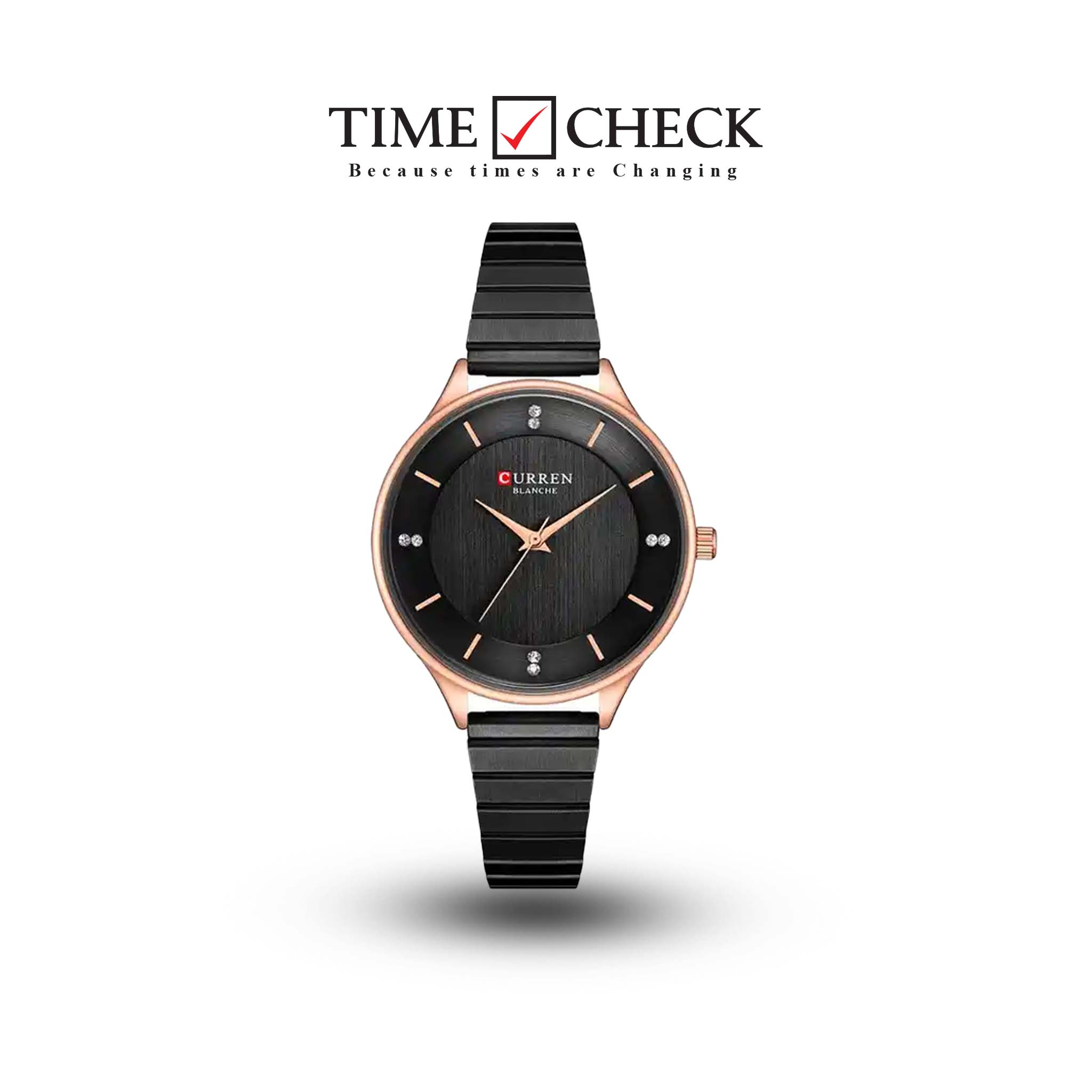 C9041L Curren Black Dial Black Stainless Chain Steel Analog Quartz Women's Watch.