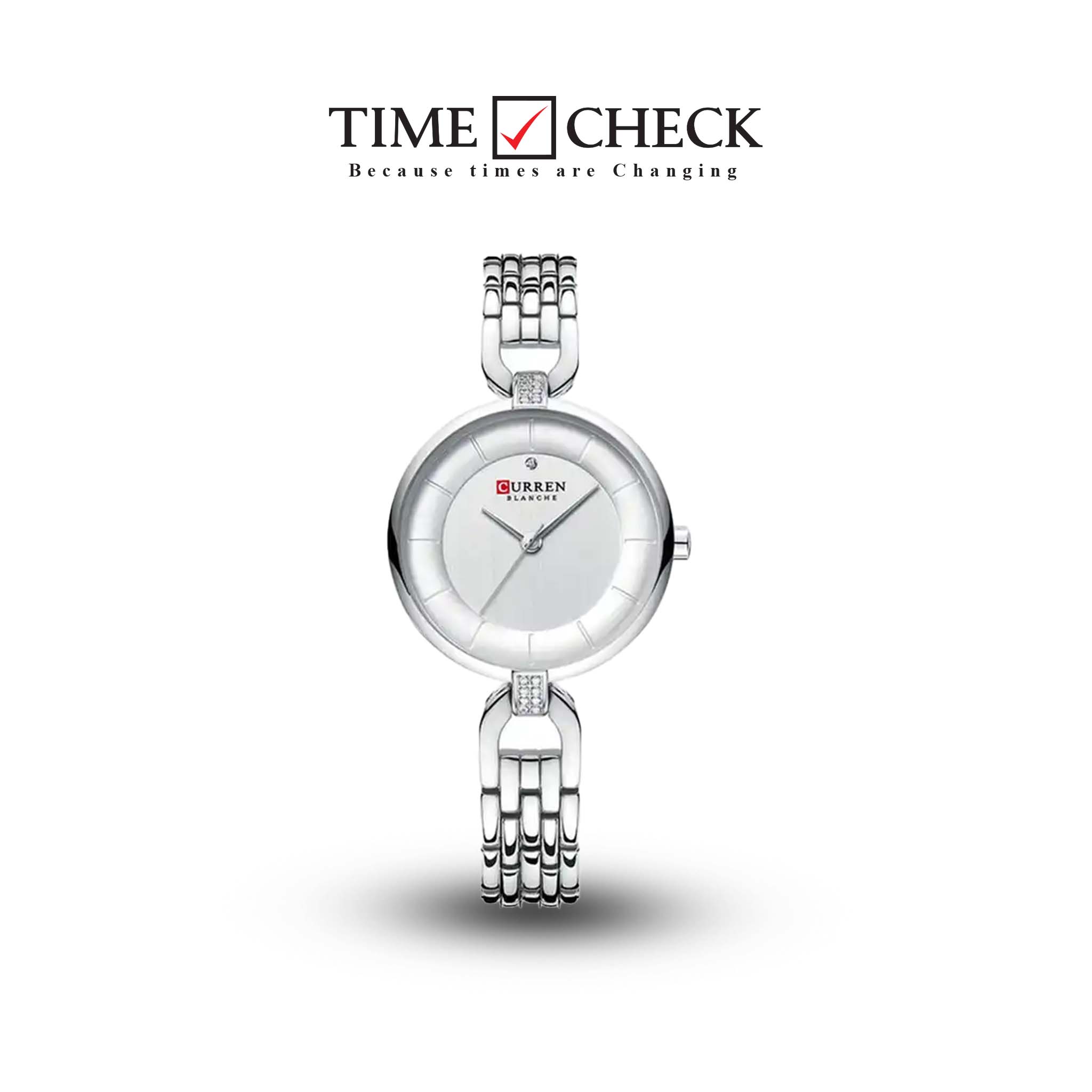 C-9052L Curren White Dial Silver Stainless Chain Steel Analog Quartz Women's Watch.