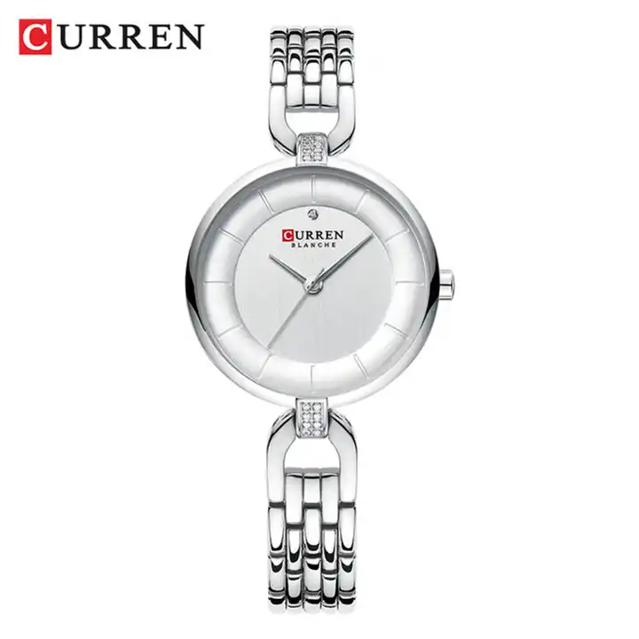 C-9052L Curren White Dial Silver Stainless Chain Steel Analog Quartz Women's Watch.