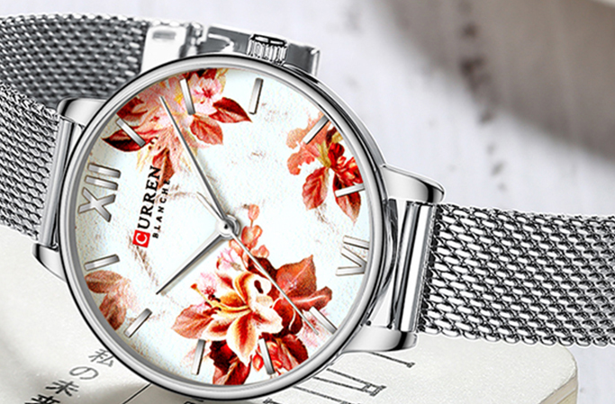 C-9060L Curren White Dial Silver Stainless Steel Analog Quartz Women's Watch.