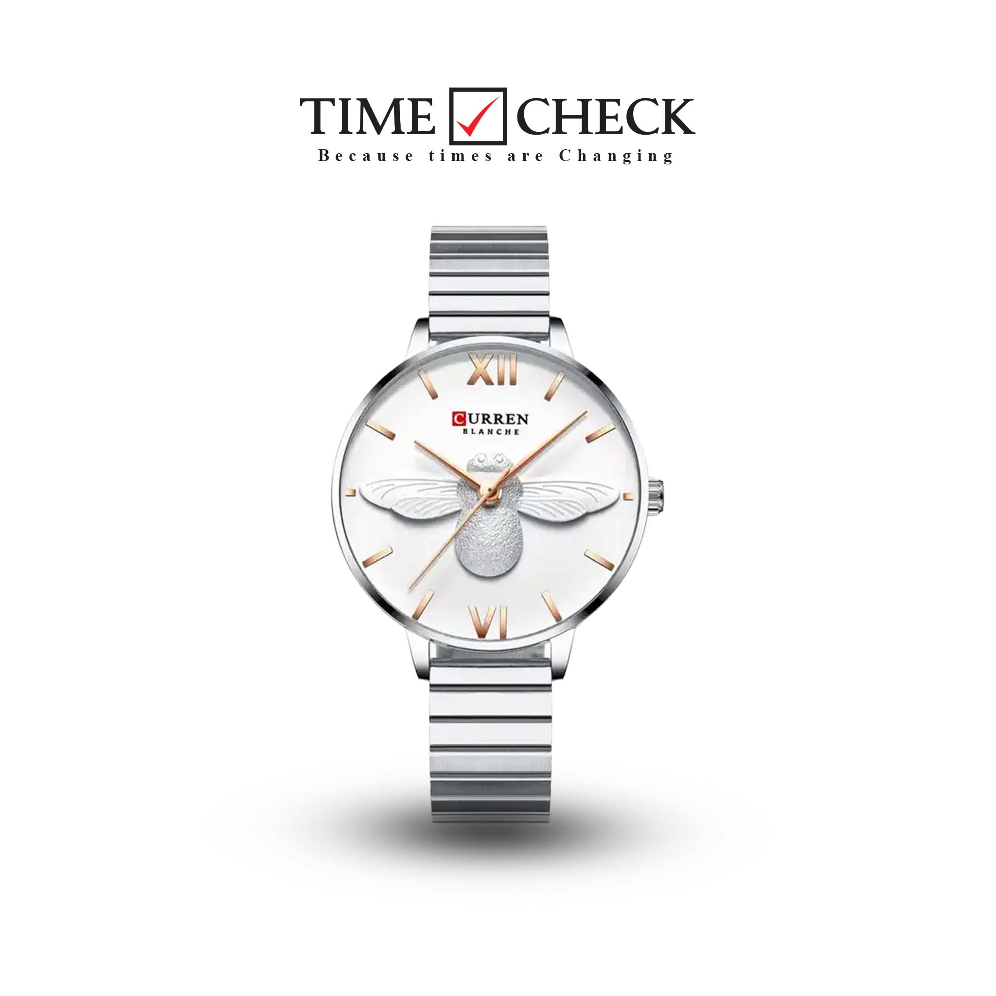 C-9061L Curren White Dial Silver Stainless Steel Analog Quartz Women's Watch.