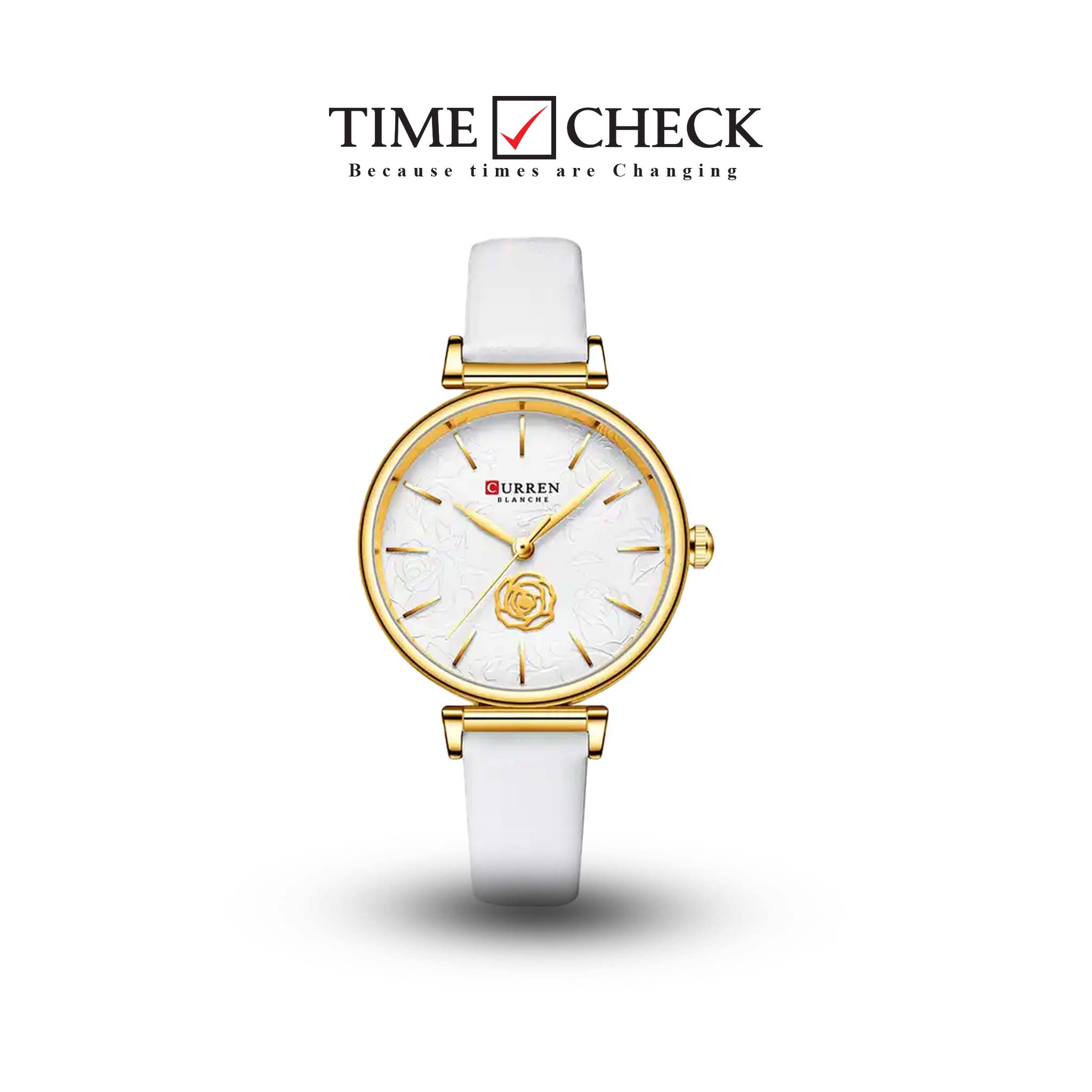 C9078L Curren White Dial White Leather Strap Analog Quartz Women's Watch.