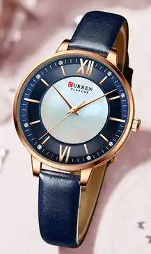 C9080L Curren Blue Dial Blue Leather Strap Analog Quartz Women's Watch.
