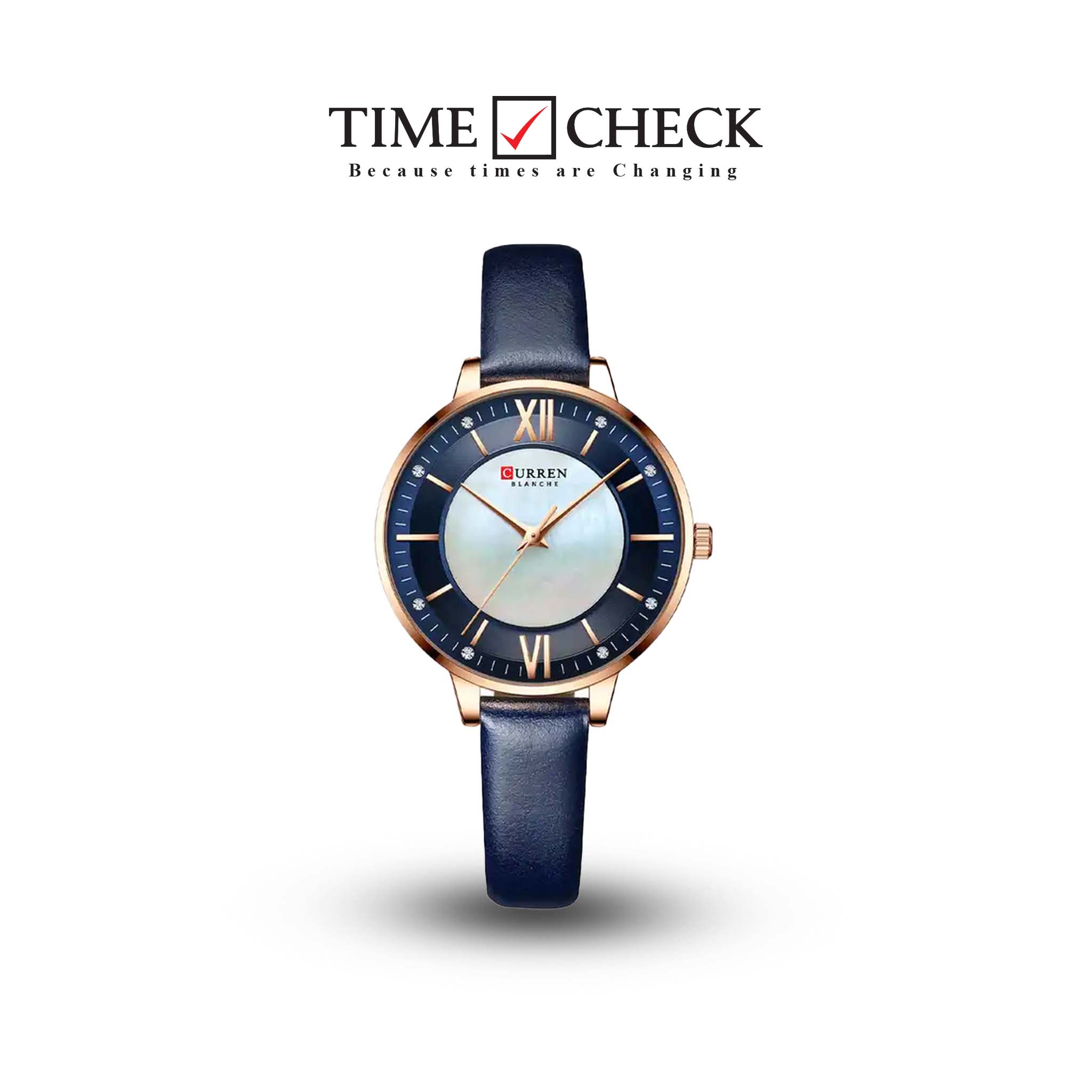 C9080L Curren Blue Dial Blue Leather Strap Analog Quartz Women's Watch.