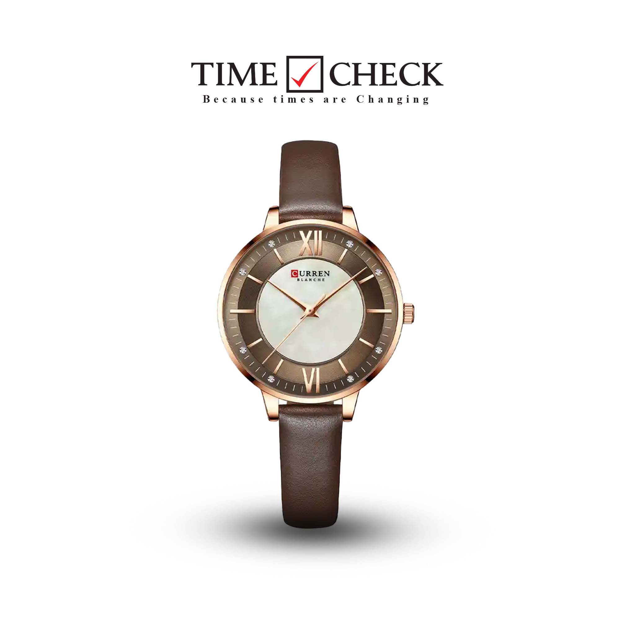 C9080L Curren Brown Dial Brown Leather Strap Analog Quartz Women's Watch.