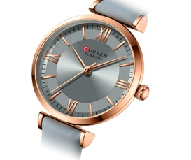 C9079L Curren Gray Dial Gray Leather Strap Analog Quartz Women's Watch.