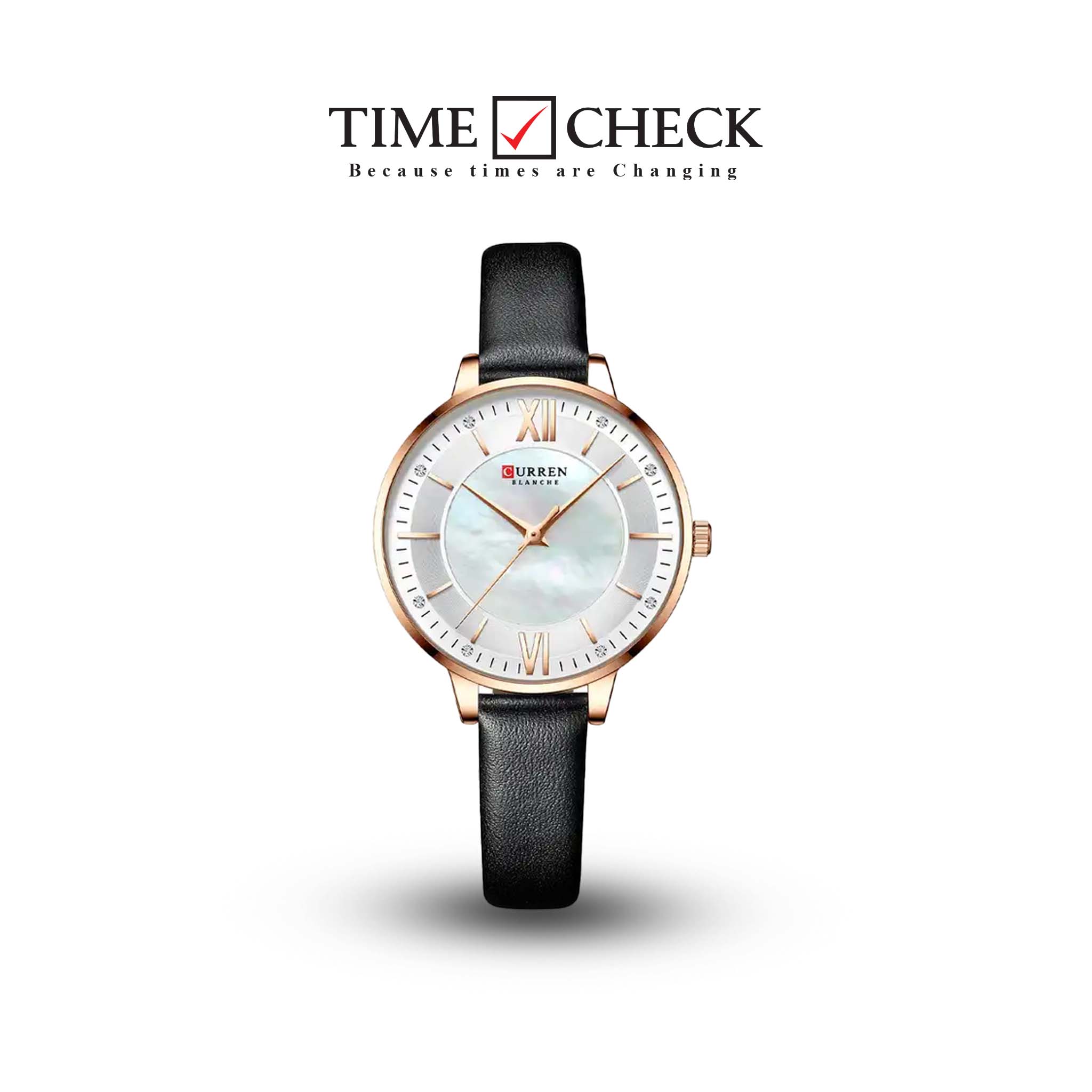 C9080L Curren Silver Dial Pink Leather Strap Analog Quartz Women's Watch.