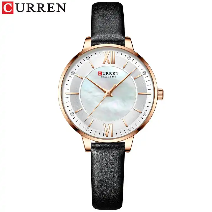 C9080L Curren Silver Dial Pink Leather Strap Analog Quartz Women's Watch.