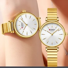 C-9081L Curren Silver Dial Golden Stainless Steel Chain Analog Quartz Women's Watch.