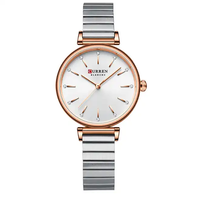 C-9081L Curren Silver Dial Silver Stainless Steel Chain Analog Quartz Women's Watch.