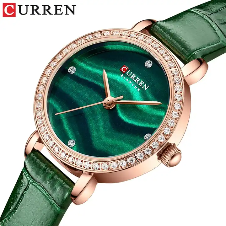 C9083L Curren Green Dial Green Leather Strap Analog Quartz Women's Watch.