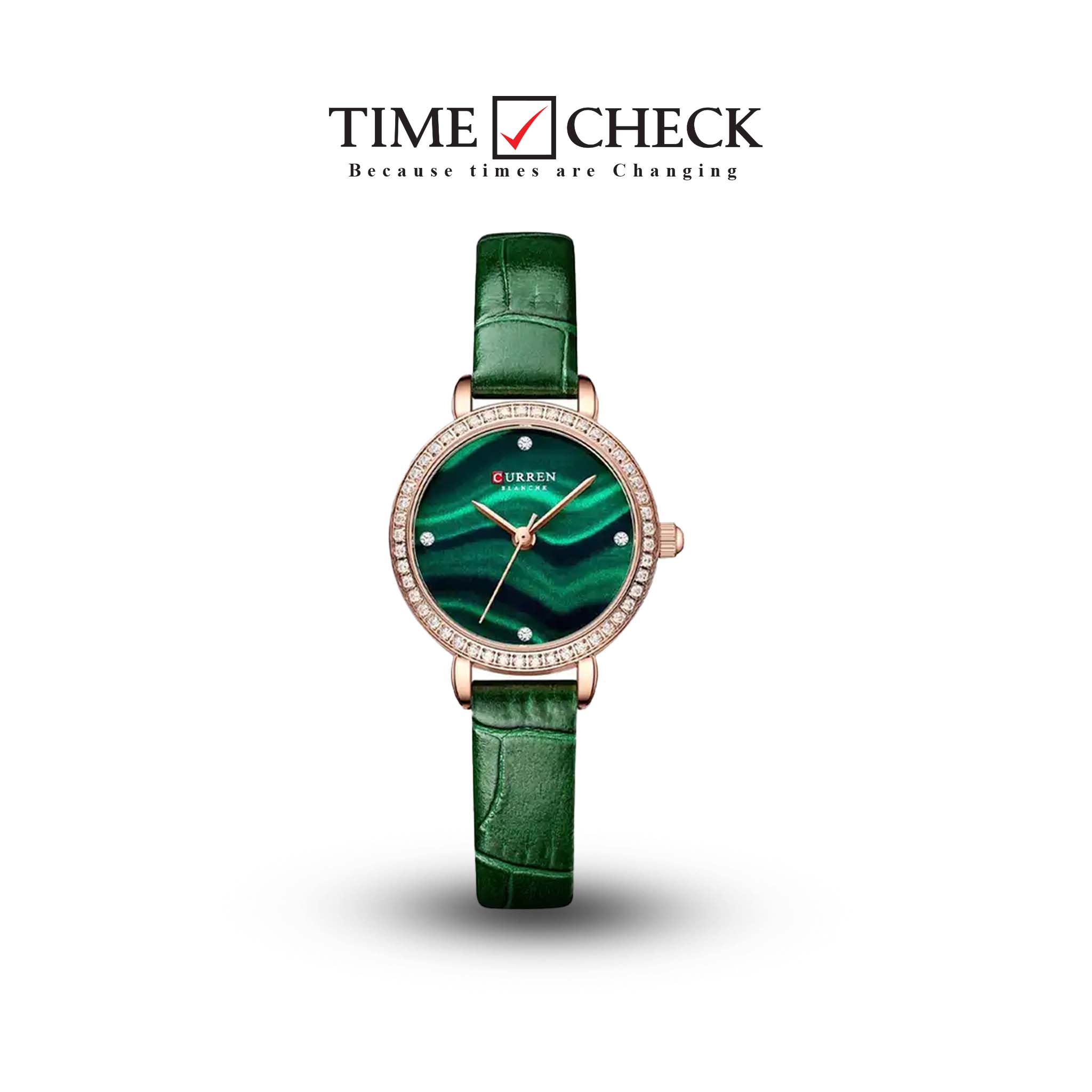 C9083L Curren Green Dial Green Leather Strap Analog Quartz Women's Watch.