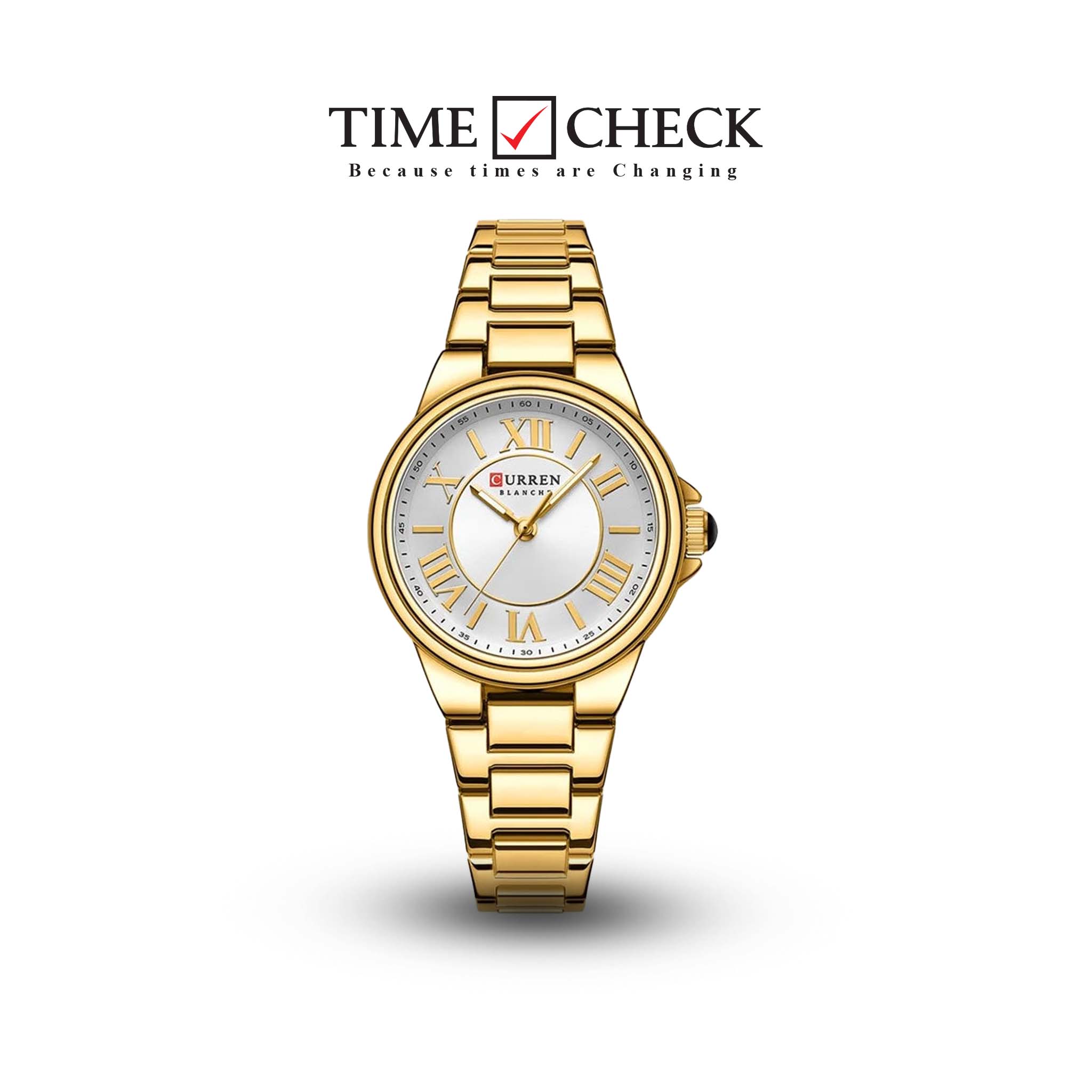 C-9091L Curren Silver Dial Golden Stainless Steel Analog Quartz Women's Watch.